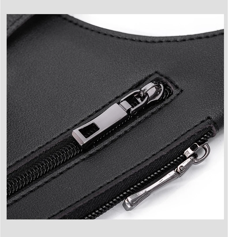 Retro Doppelschulterriemen Taktische Tasche Multi-Taschen Diebstahlsicher Wasserdicht PU Outdoor Reise Wandern Brusttasche für Männer Täglicher Gebrauch – Detail 13
