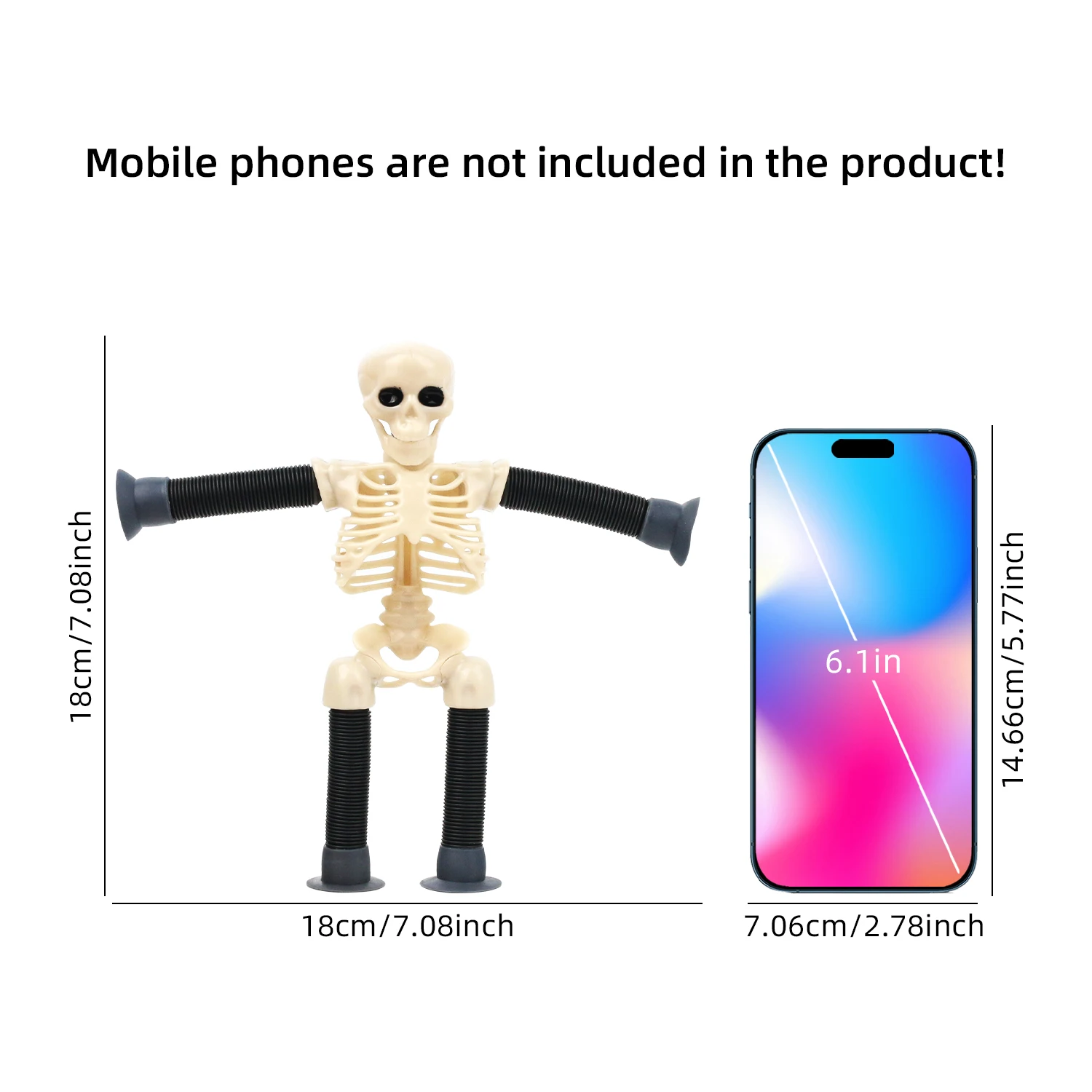 Scheletro telescopico giocattolo Versatile Halloween con ventosa, nuovo, unico, divertente, luminoso, Stretching