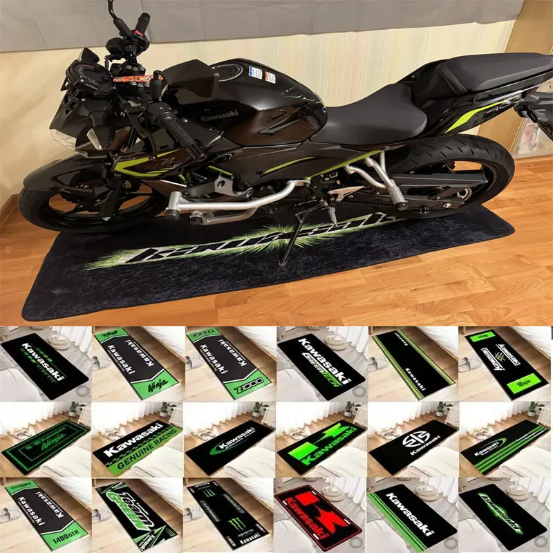 

Kawasaki Motorcycle Carpet Garage Mat Racing Cool Moto Display Motorcycle Display Mat Kawasaki Anti-slip Floor Decoration Rug