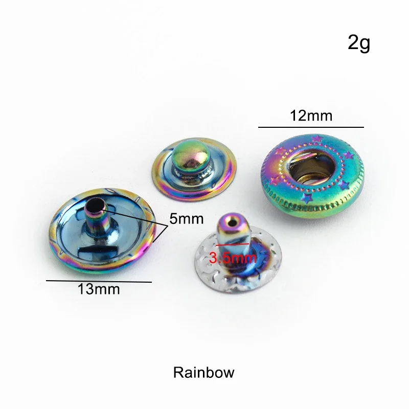 20-100 комплектов, Радуга, 12 мм, 10 цветов, медная застежка-застежка, кнопка для одежды, рюкзаков, декоративная пряжка, металлическая кнопка