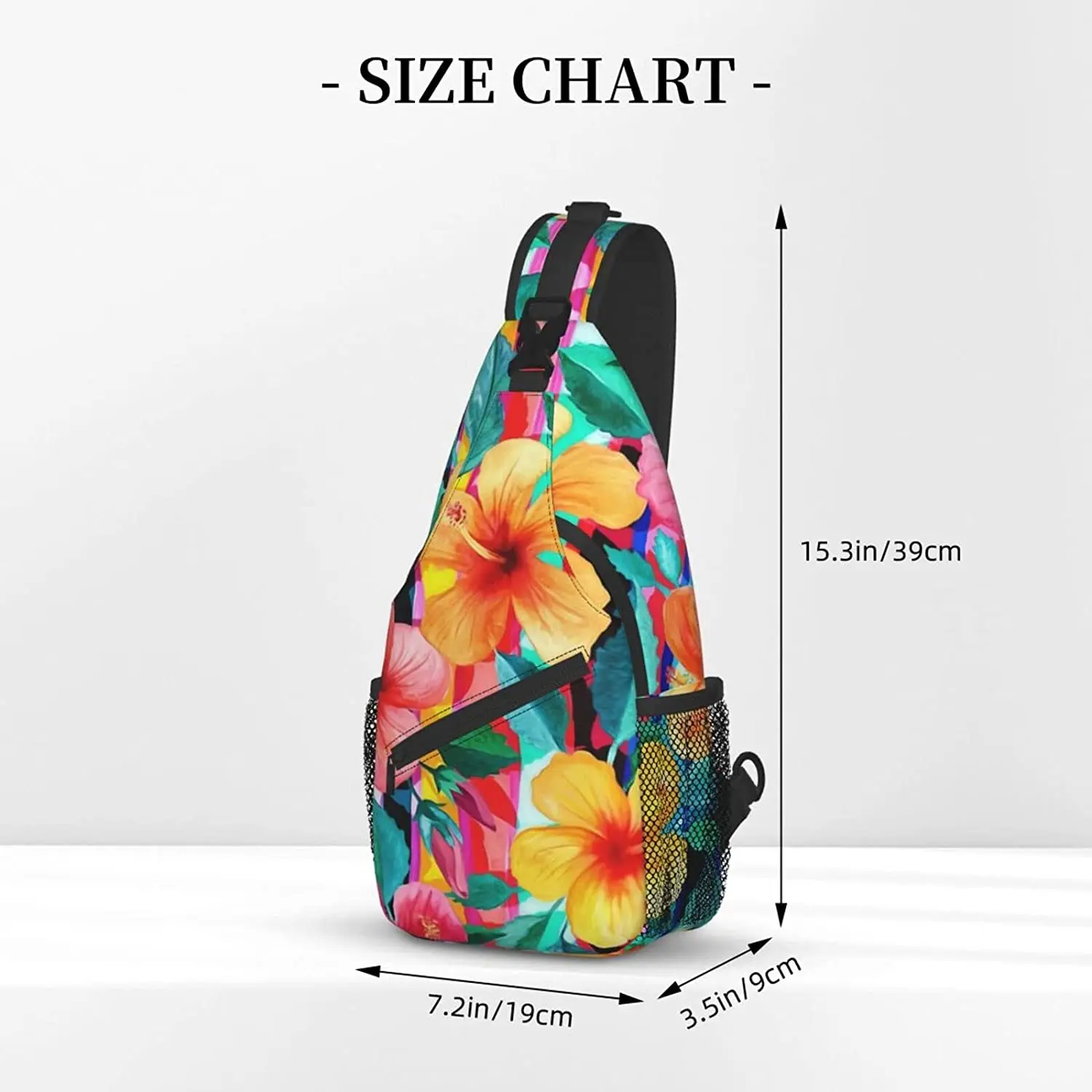 Hawaii Hawaiian Flowers Floral Sling Bag,Multipurpose Shoulder Bags Travel Hiking Chest Backpack for Women Men