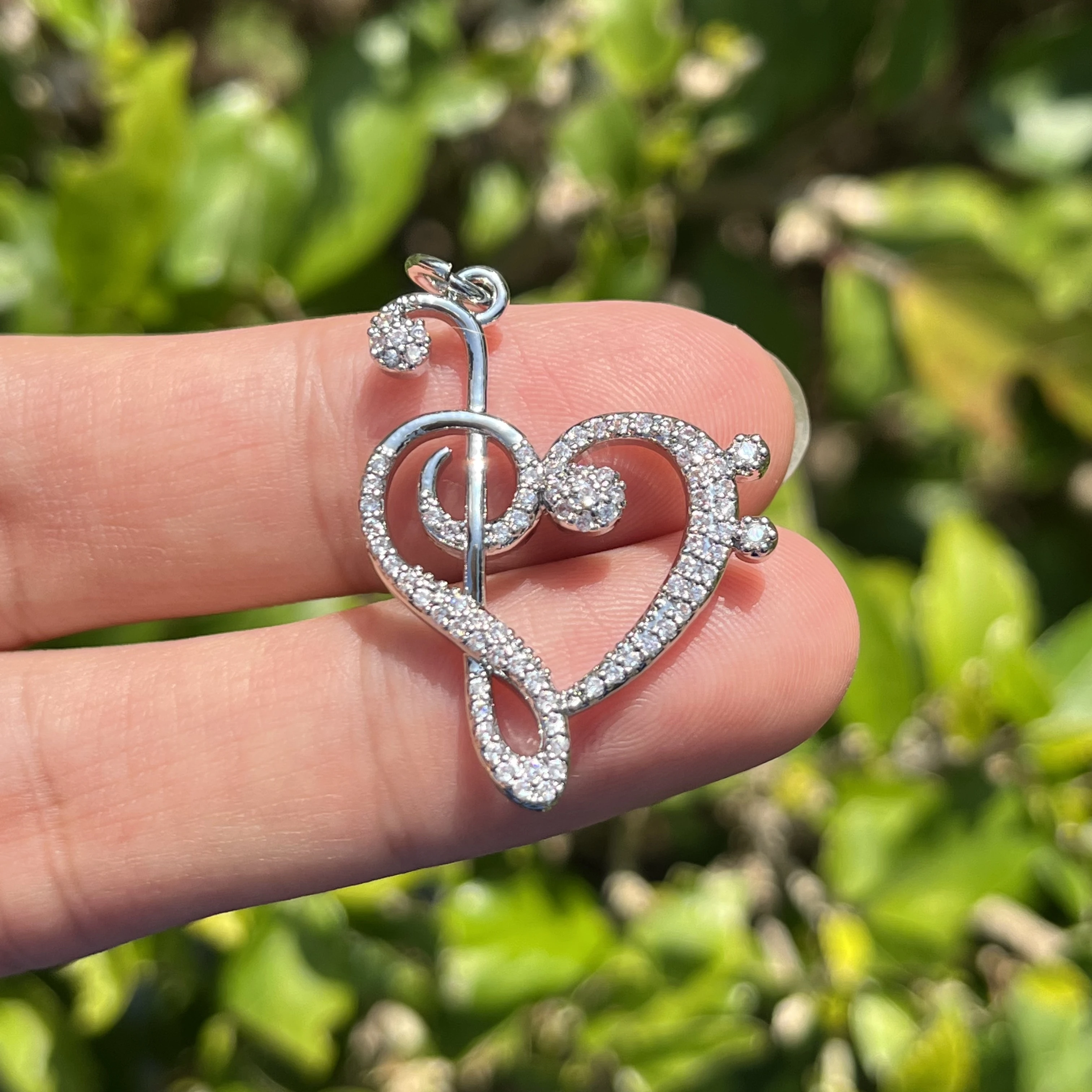 5pcs Gold Plated Musical Note Heart Pendant Charm for Women Custom Handmade Jewelry Finding Accessory Bracelet Necklace Tag