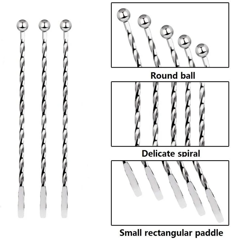 Stainless Steel Stirrers 7.5 Inch Stir Sticks with Small Rectangular Paddles for Stirring Coffee Beverages Swizzle Stick