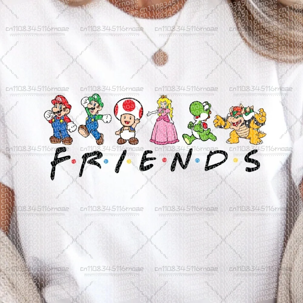 

New Super Mario Pattern Printed O-neck Cotton T-shirt Creative Design for Men and Women Suitable for Role Playing Casual T-shirt
