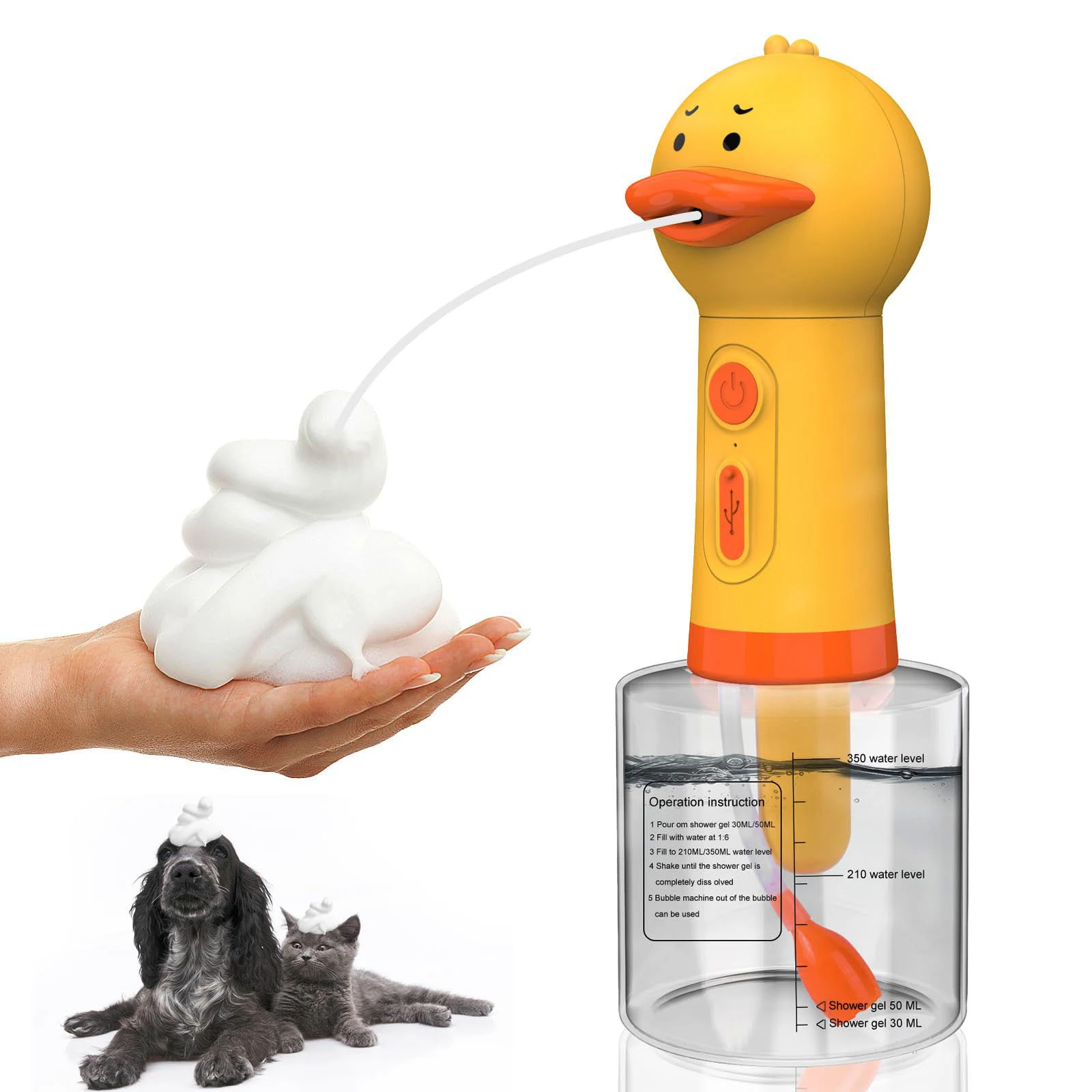 Cute Duck Pet Cleaning Bathing Electric Foam Machine Usb Charging Automatic Soap Dispenser Foam Machine Pet Accessories view 6