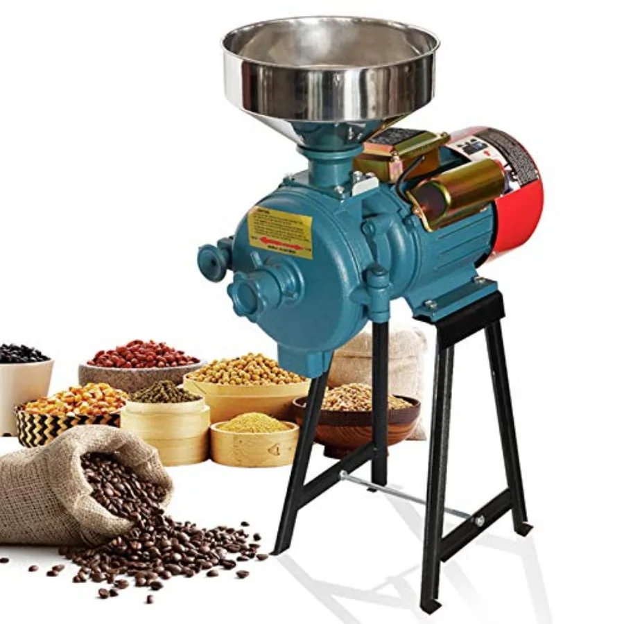 Molino Eléctrico de Granos 3000W - Molinillo de Cereales Húmedos y Secos, Molino de Maíz de Uso Comercial Pesado, Máquina Moledora de Granos, Molino de Harina de Trigo