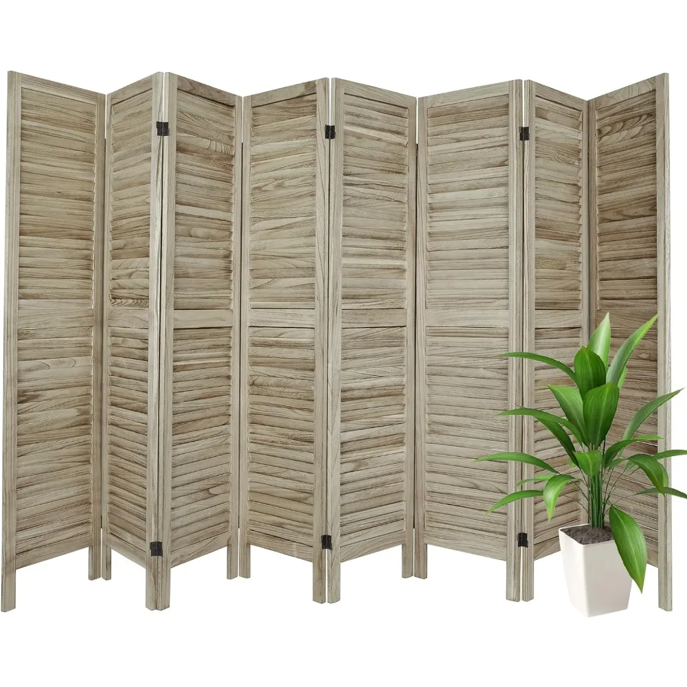 

Room Divider 8 Panel with Louvered Design, 5.6ft Tall Wood Partition Room Dividers and Folding Privacy Screens, Divider Wall