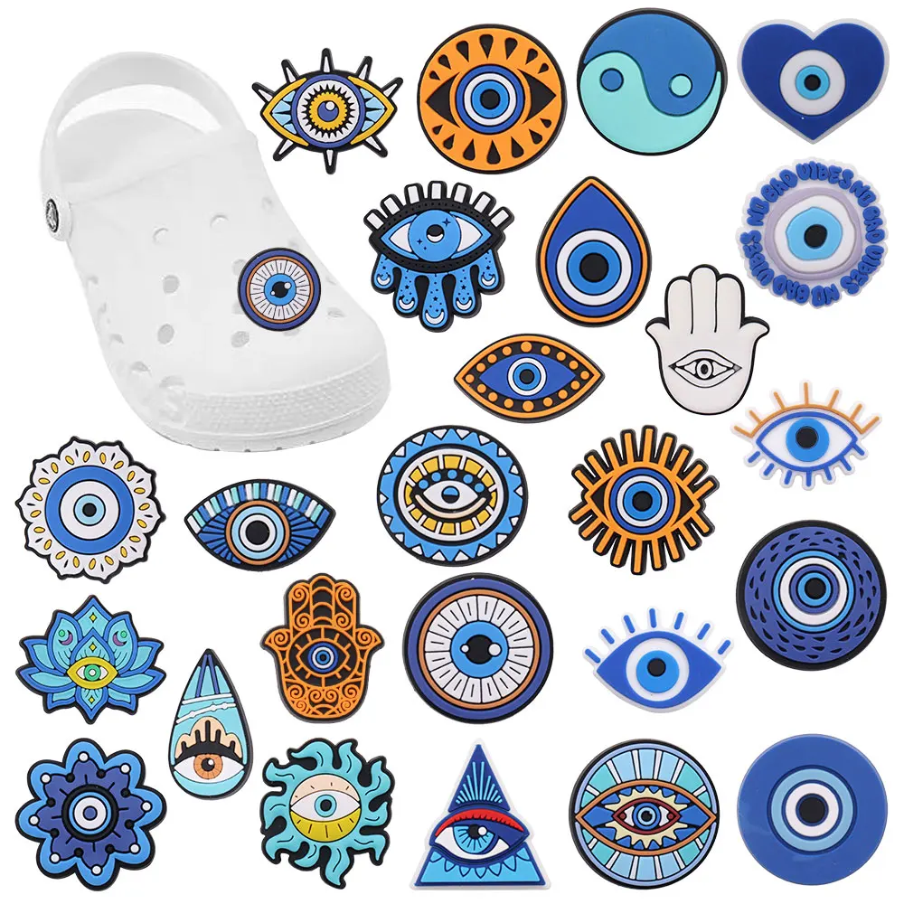 

Sell Retail 1pcs PVC Shoe Charms Blue Big Eyeball Tentacle Monster Accessories Shoes Buckle Decorations For Kids Party Present