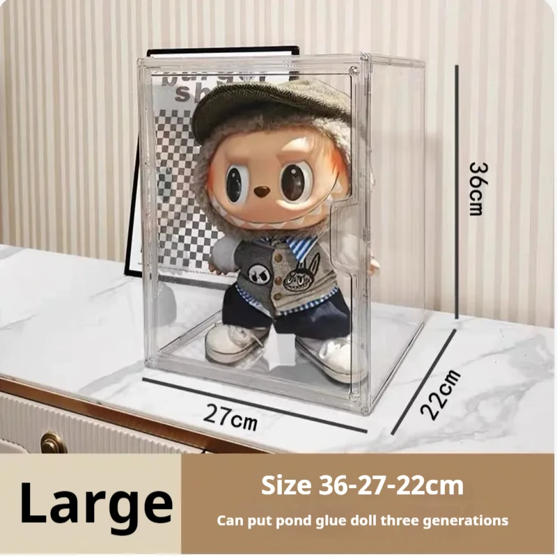 Labubu-expositor de muñecas de algodón, vitrina transparente grande de muñecos de peluche, caja ciega a prueba de polvo, organizador acrílico para LABUBU