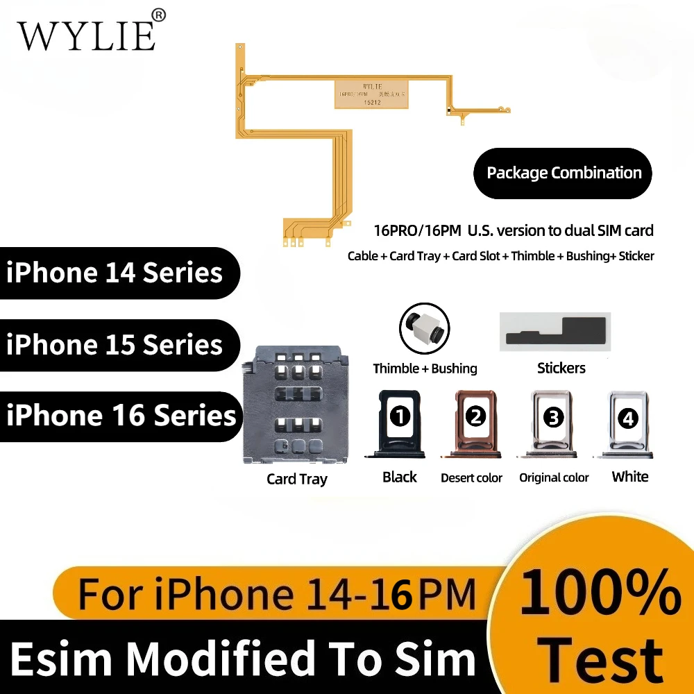 WYLIE For iPhone 14 15 Pro MAX Esim Modified To Sim No Punching Layering Separation Dual Card With Built-in Card Holder Parts