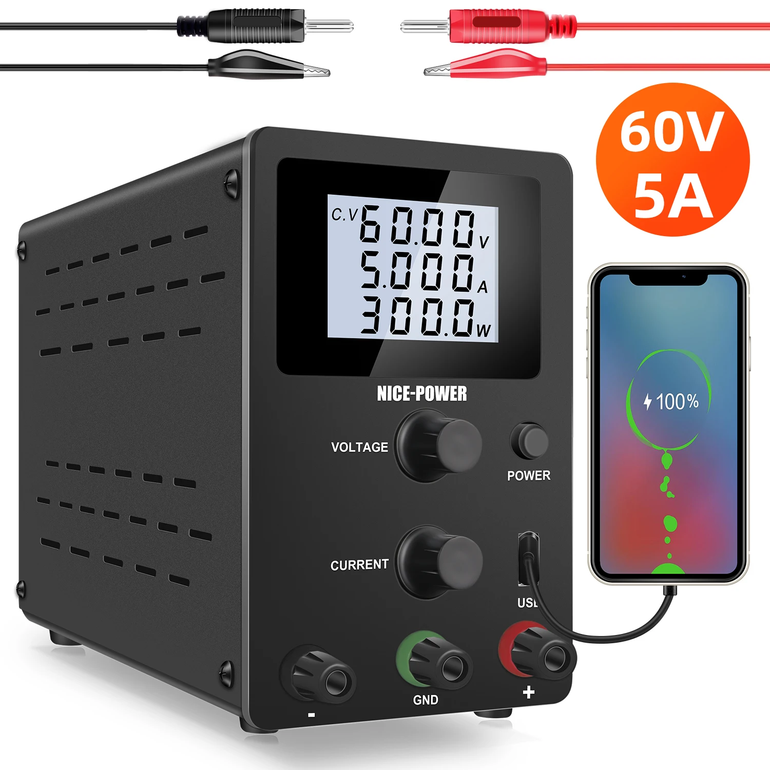 Alimentatore da banco da laboratorio a 4 cifre 30V 10A 12V 24V stabilizzatore di tensione LCD Switching Source USB 5V 2A regolatore regolabile per