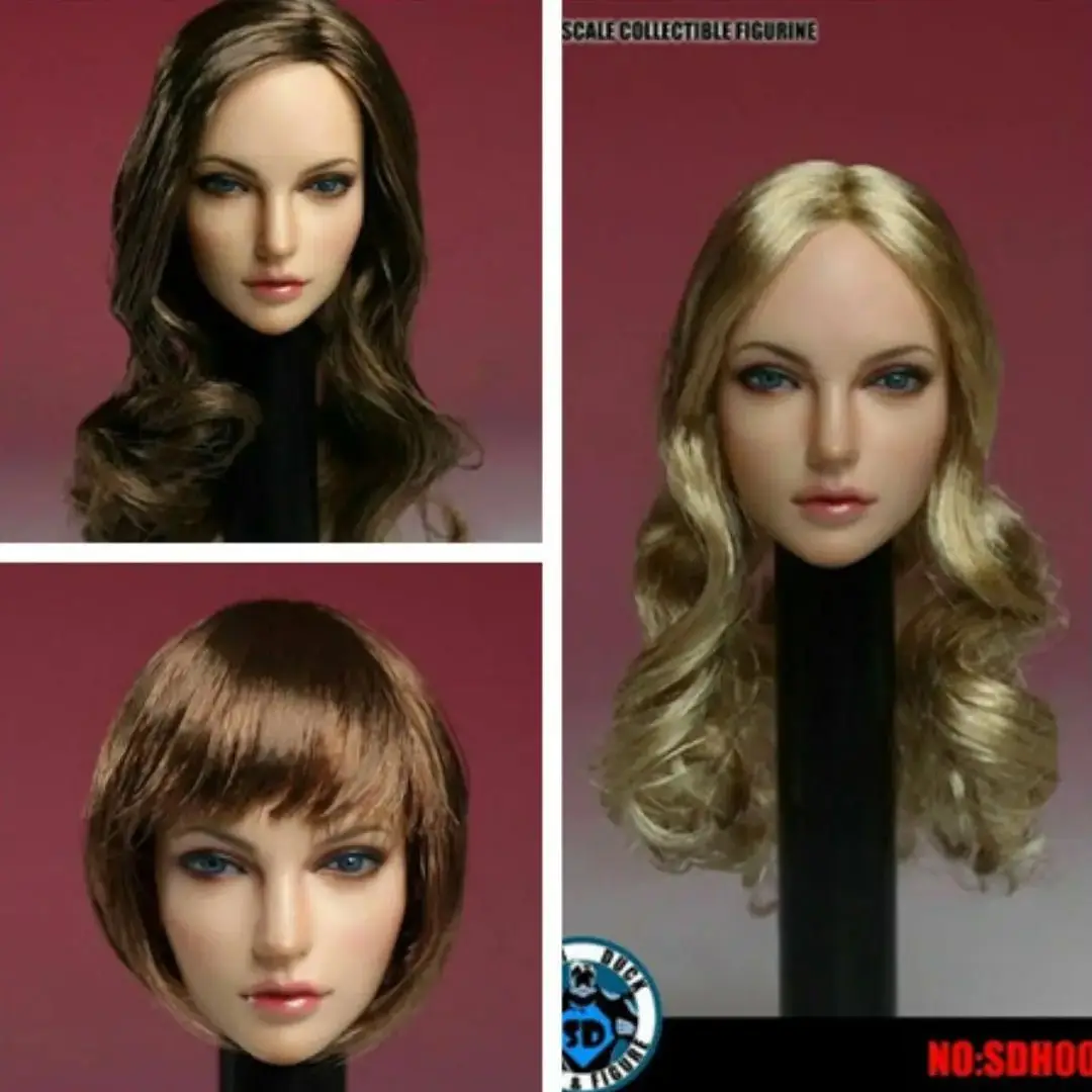 1/6 Scale Female Head Sculpt,Beauty European Girl Planted Hair Head Carved for 12inch PH TBL JO Female Action Figure Body