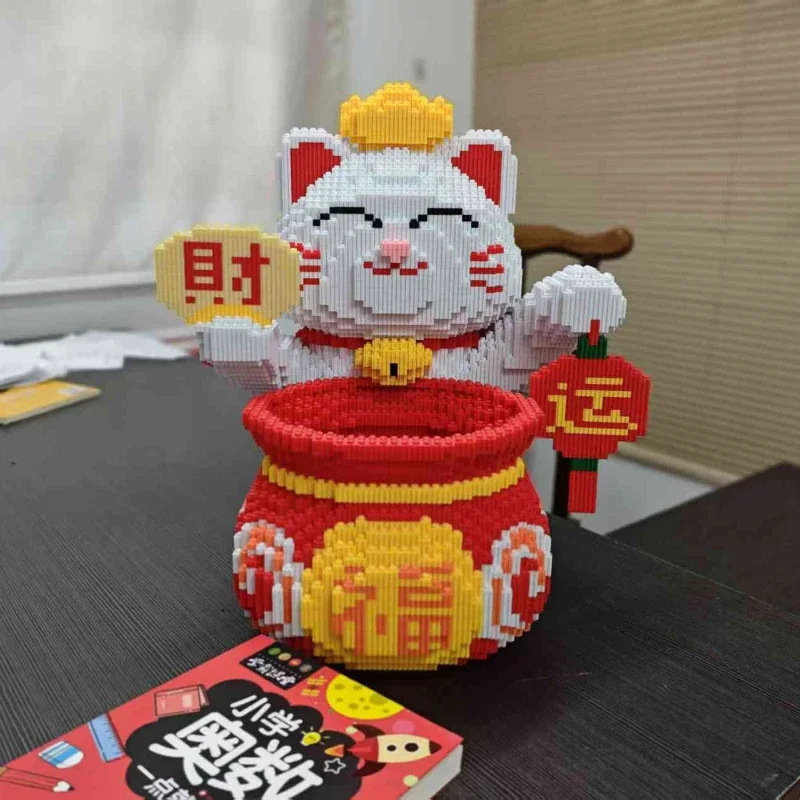 40 cm extra grote Lucky Cat bouwstenen kinderspeelgoed hoge moeilijkheidsgraad assembleren handgemaakte DIY Festival cadeau ornament