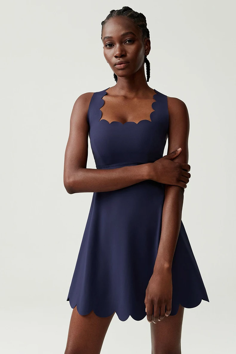 Damen Tennis Yoga Kleid Einfarbig Dehnbarer Weicher Gym-Anzug Atmungsaktiver Laufrock Weiblicher Golf-Kurzrock Sportbekleidung Trainingskleidung – Detail 19