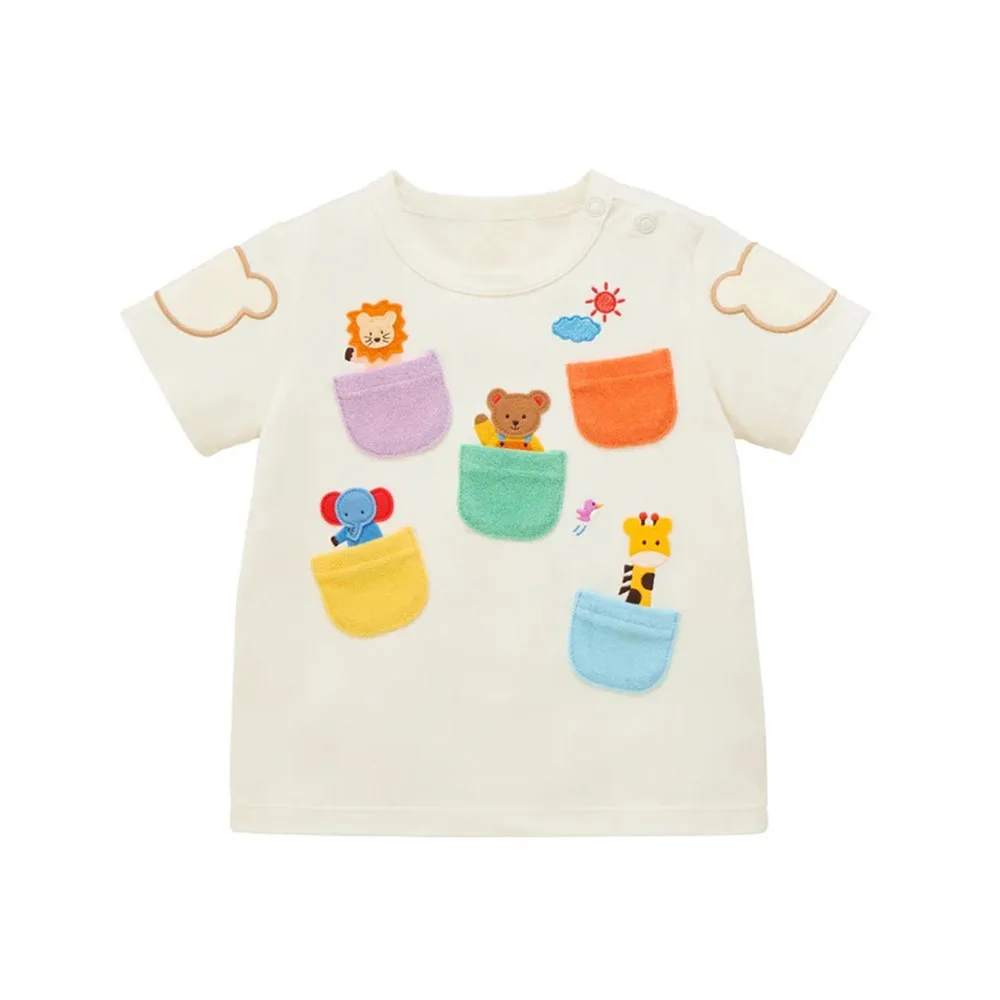 

baby Cotton T-shirts boys and girls tops cartoon animal pattern Embroidered short-sleeved shirt