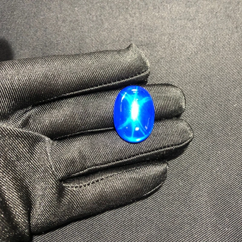 Large Star Blue Sapphire Corundum Oval 13x18mm Cabochon Smooth Polished Surface Cabochon Flat Back Gemstones For Jewelry Making