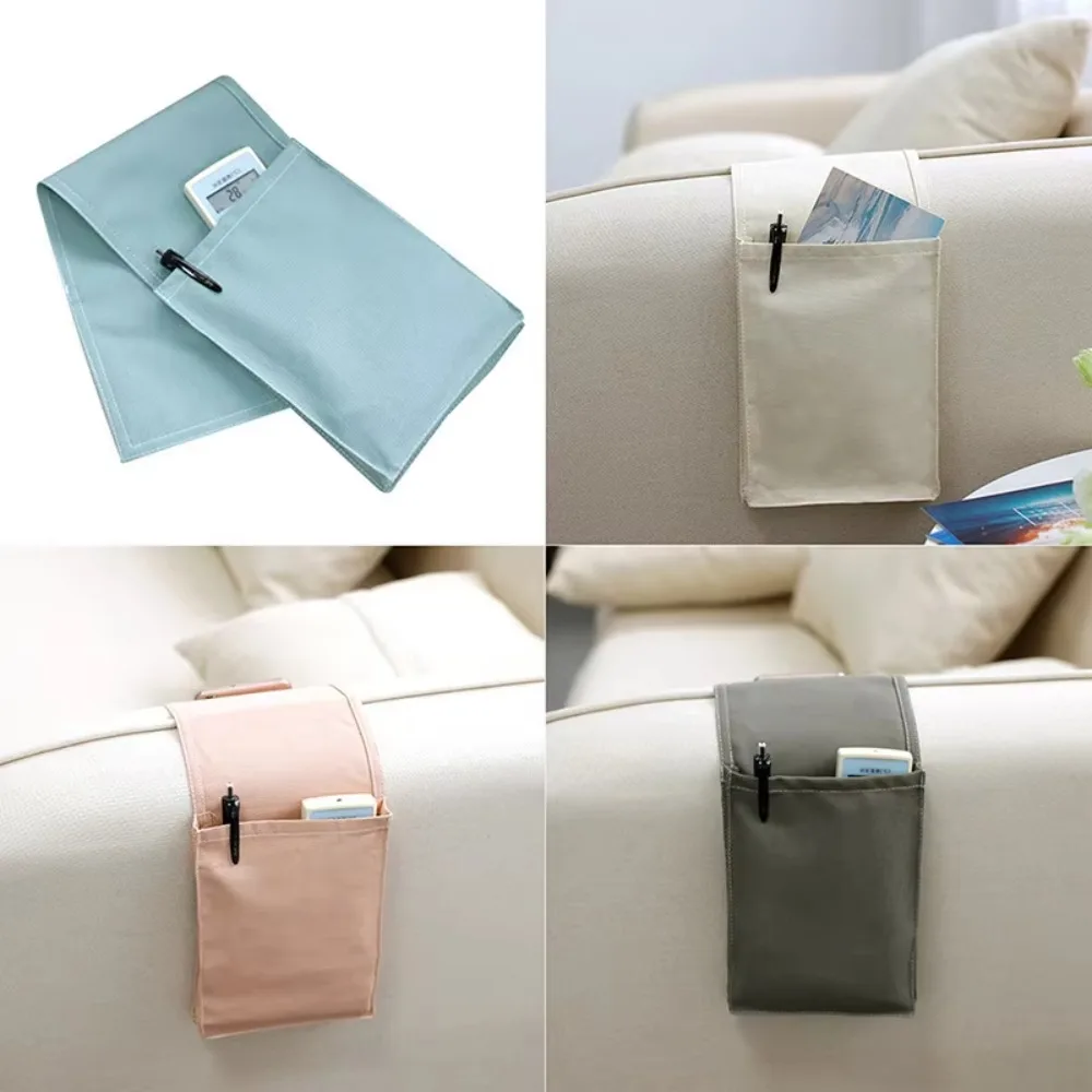

High-capacity Cotton Linen Bedside Storage Organizer Hanging Bag with Pocket for Remote Control Sofa Desk TV Holder Organizer