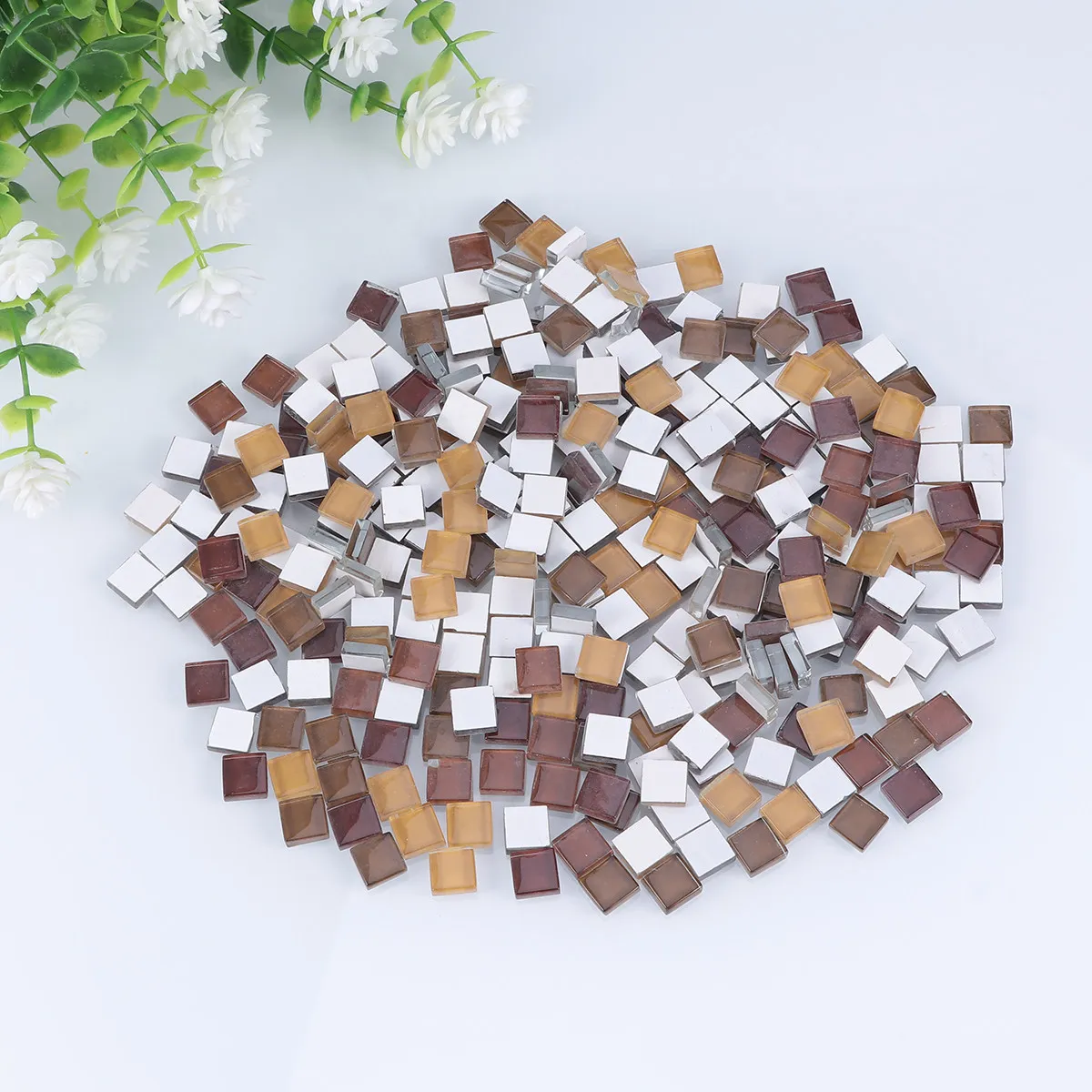 300Pcs Colorful Crystal Glass Mosaic Tiles Peel and Stick Waterproof Wear Resistant Heat Humidity Resistant Wall Tile Decoration