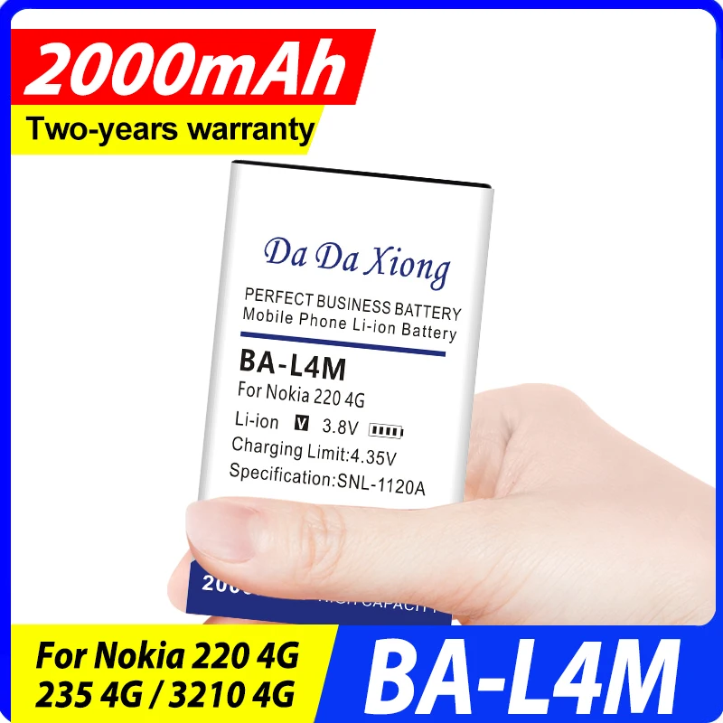 

DaDaXiong 2000 мАч BA-L4M Сменный литий-ионный аккумулятор для NOkia B 220 4G/235 4G/3210 4G A-L4M Bateria