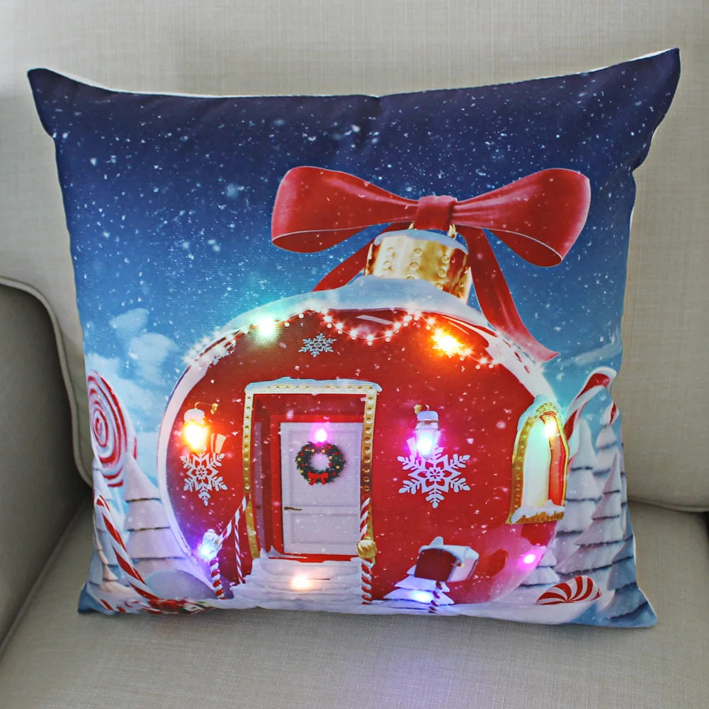 Christmas 2023 New Lighting Pillowcase LED Light Dwarf Short Plush  Cover Letter Home Decor  45cm