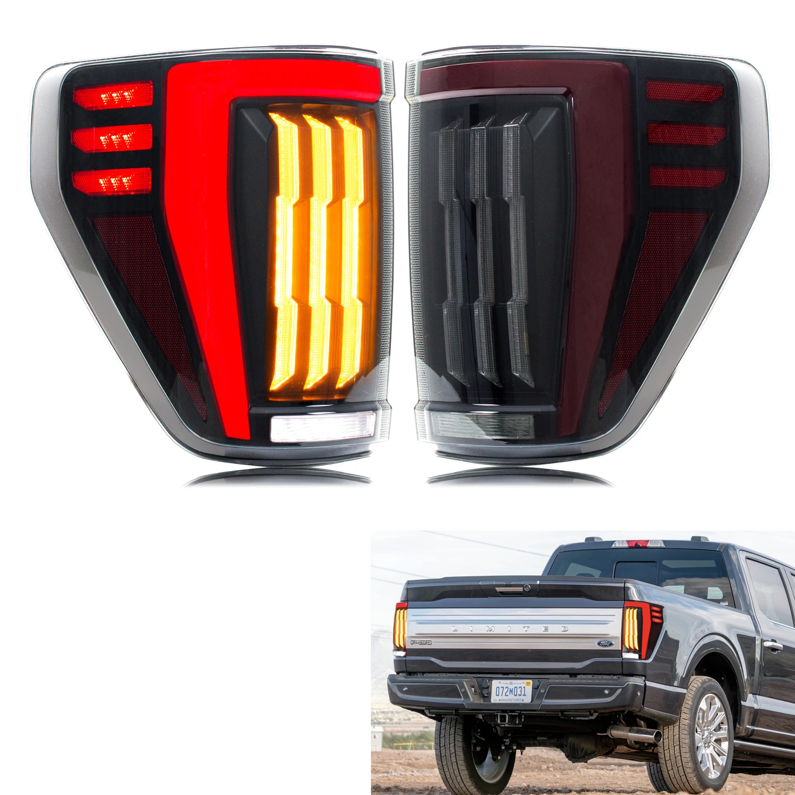 

LED Tail Lights Assembly For Ford F-150 F150 XL STX 2021 2022 2023 Sequential Sequential Turn Signal Trunk Rear Brake Lamps
