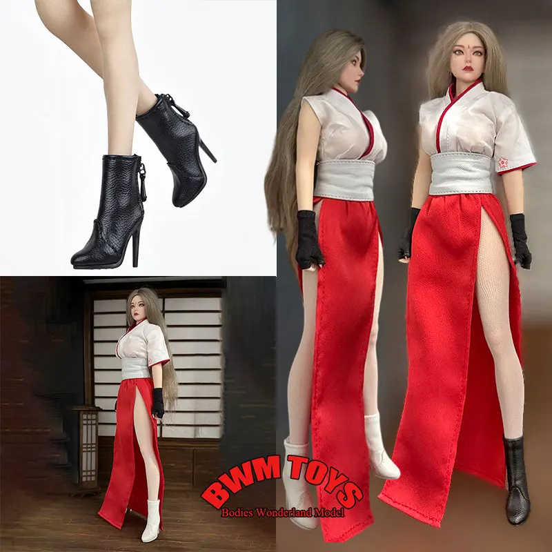 

1/6 Female Soldier Sharp Pointed Thick Soled Slim High heeled Zippered Mid Calf Boots For 12'' Worldbox PH TBL Action Figure