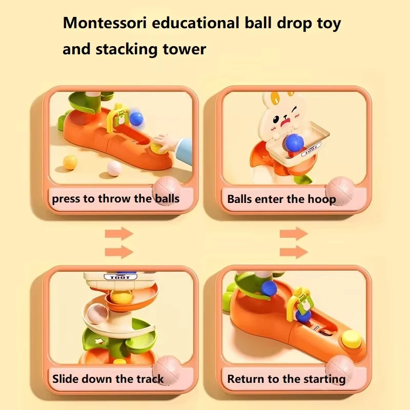 Jouets Montessori pour bébés de 1 à 2 ans, balle roulante, jouets d'éducation précoce, jeu de motricité, jouets à empiler, cadeau pour enfants