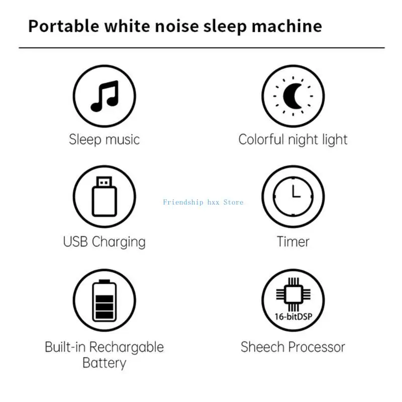 F1CB آلة الضوضاء البيضاء آلة الصوت الطفل المحمولة آلة الضوضاء للطفل الكبار النوم قابلة للشحن 18 أصوات مهدئة هدية