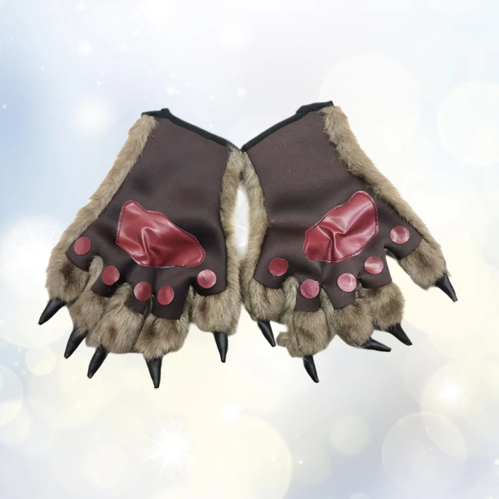 1Pair Halloween Wolf Gloves Memorable Moments Costume Party Performance Christmas Masquerade Accessories Wolf Paw Gloves