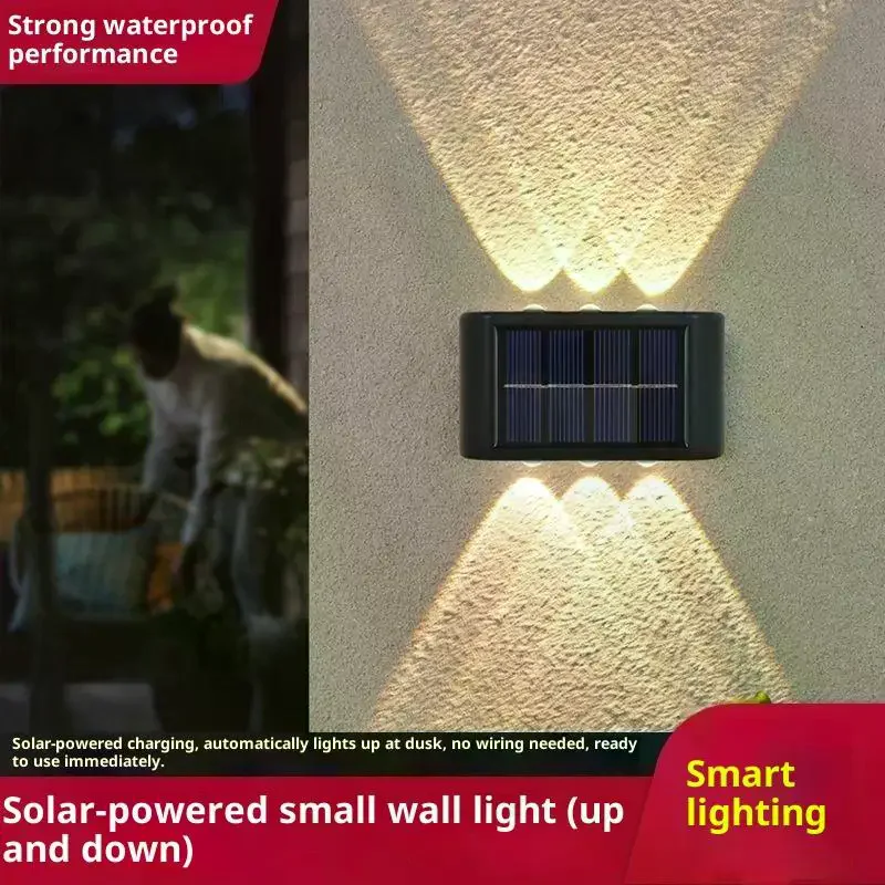 4-10 LED مصباح للطاقة الشمسية في الهواء الطلق أضواء الجدار مقاوم للماء لحديقة ساحة ديكور المشهد صعودا وهبوطا الإضاءة المضيئة 1 قطعة