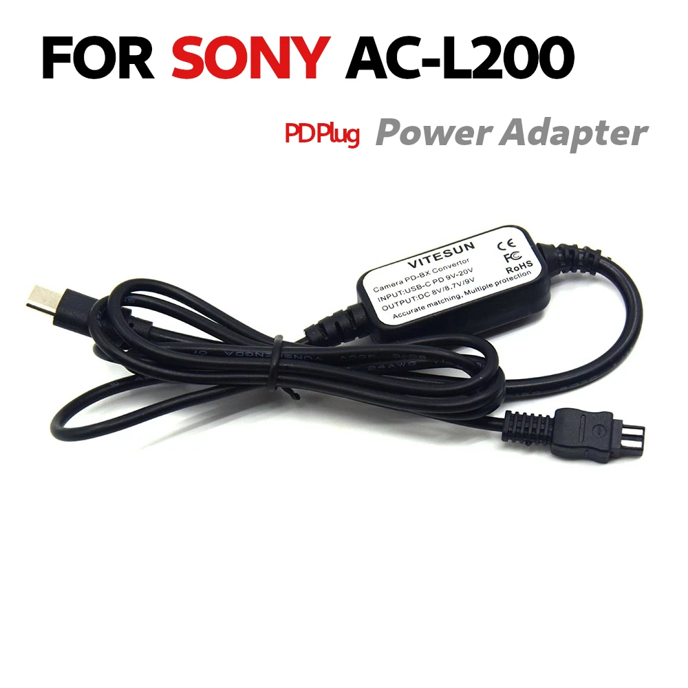 USB C Power Bank PD Cable AC-L200 ACL25 AC-L25C ACL200B For Sony Camera DSC-HX200 DCR-SX63 HDR-HC7 HDR-CX300E DCR-SR48 HXR-MC50