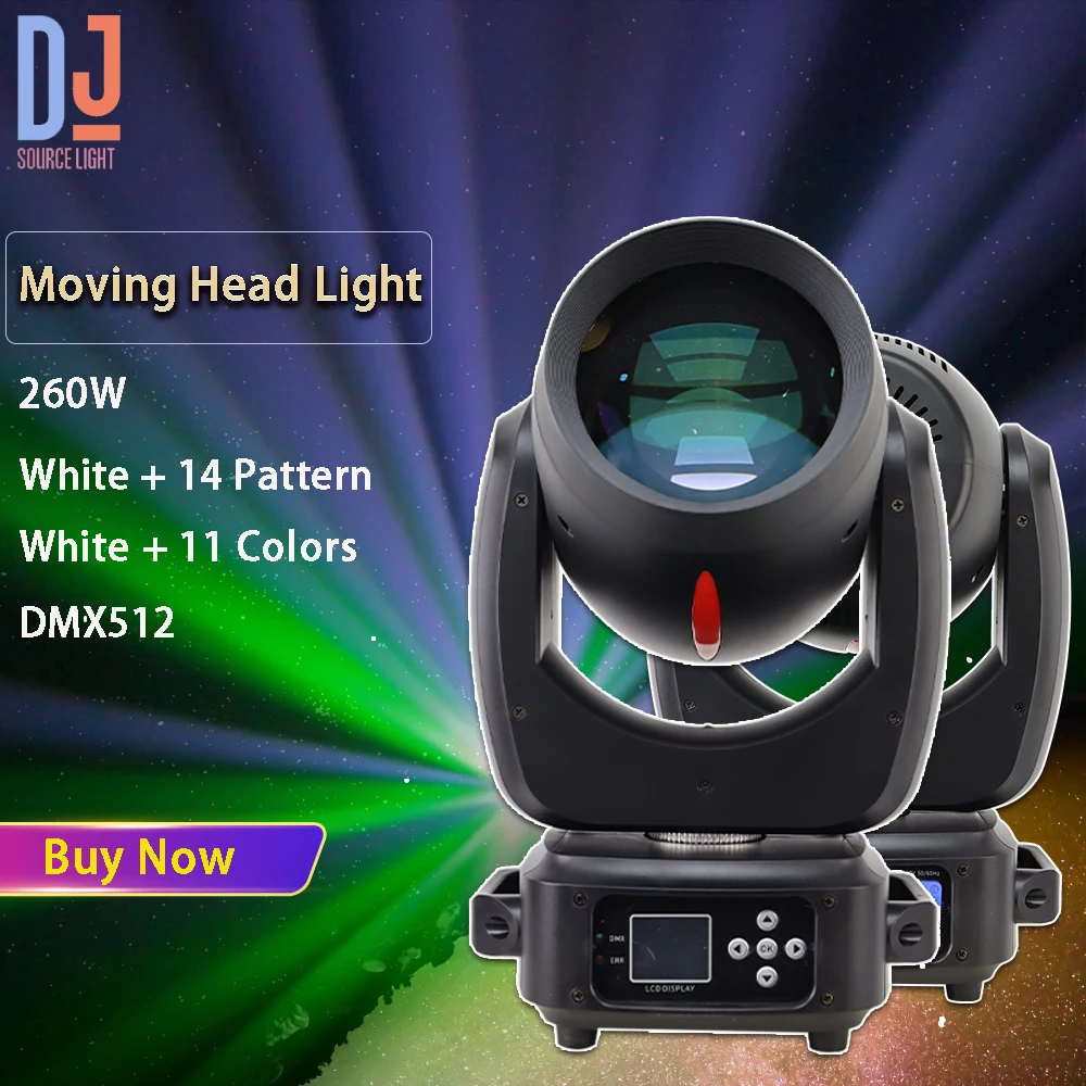 260W LED Beam Spot Zoom Moivng Head Light With Gobo Prism Rainbow Effect DMX512 For DJ Disco Party Bar Lighting Stage Effects