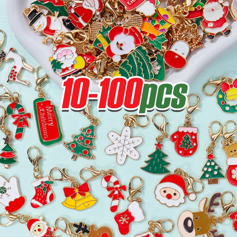 Mixed Random Style Christmas Gifts Keyring Ornament High Quality Santa Claus/Fawn/Snowflake Charms Winter Christmas Party Gift