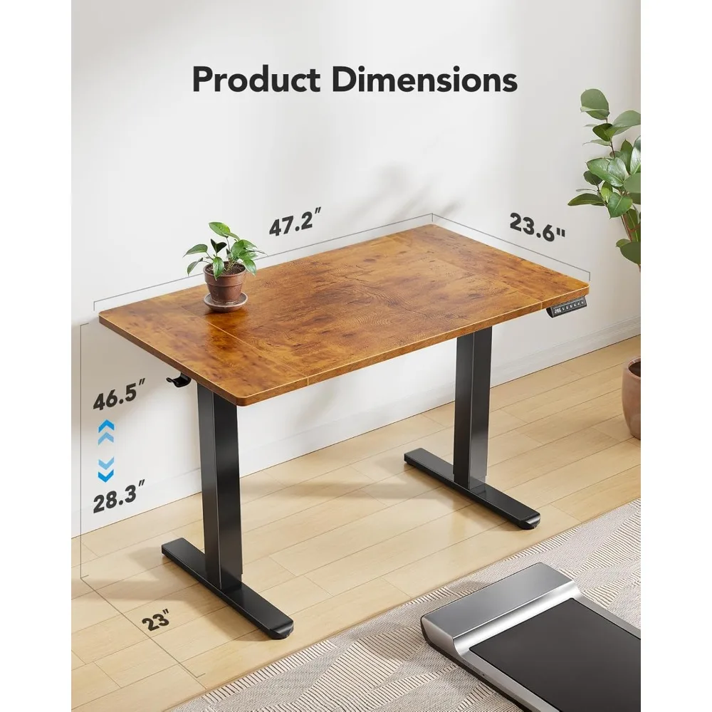 مكتب قائم كهربائي مقاس 48 × 24 بوصة، طاولة قابلة لتعديل الارتفاع مع خطافات سماعة الرأس ومدير الكابلات، مكتب الجلوس على الوقوف #3