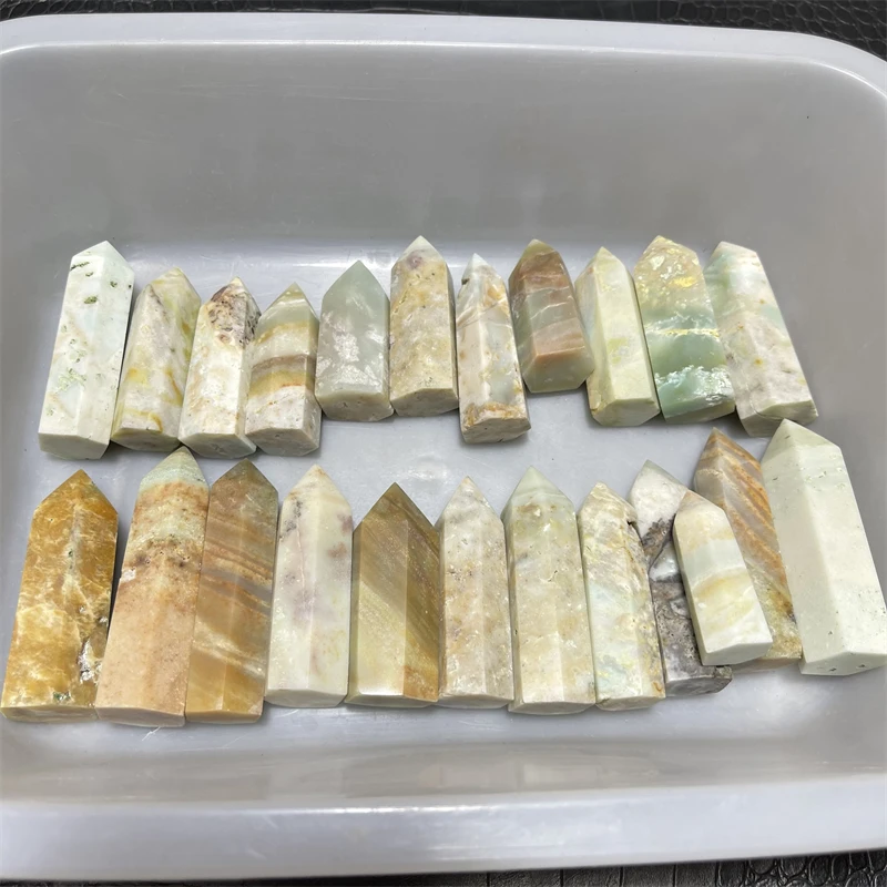 23pcs Wholesale Natural Blue Amazonite Quartz Tower Crystals Point Sky Blue Crystals Wand Crystal Healing