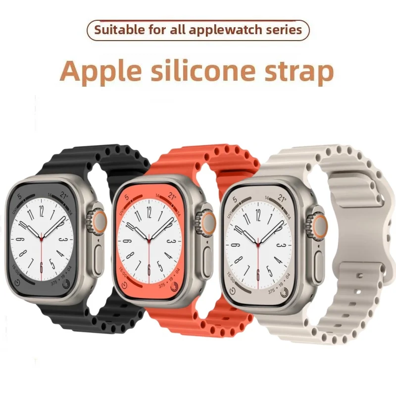 Силиконовый ремешок Ocean для Apple Watch Band Ultra 49 мм 46 45 44 38 40 41 42 мм correa Браслет iWatch Series 10 9 8 7 6 5 4 3 SE