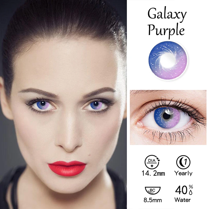 2pcs Colored Contact Lenses with Diopters Graduated Beautiful Pupil Prescription Correct Myopia Hydrophilic Cosmetics Accessory
