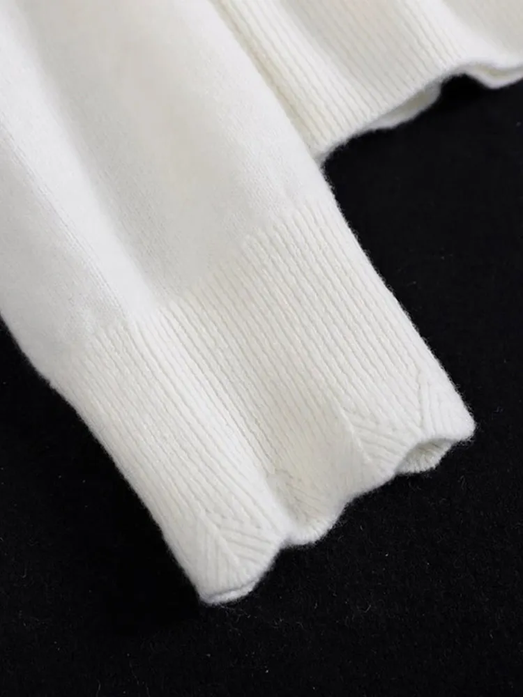 Faionable gebreide trui pure kleur zwaar werk ontwerp casual lange Sve overhead Neline damestop stijlvol en Ele