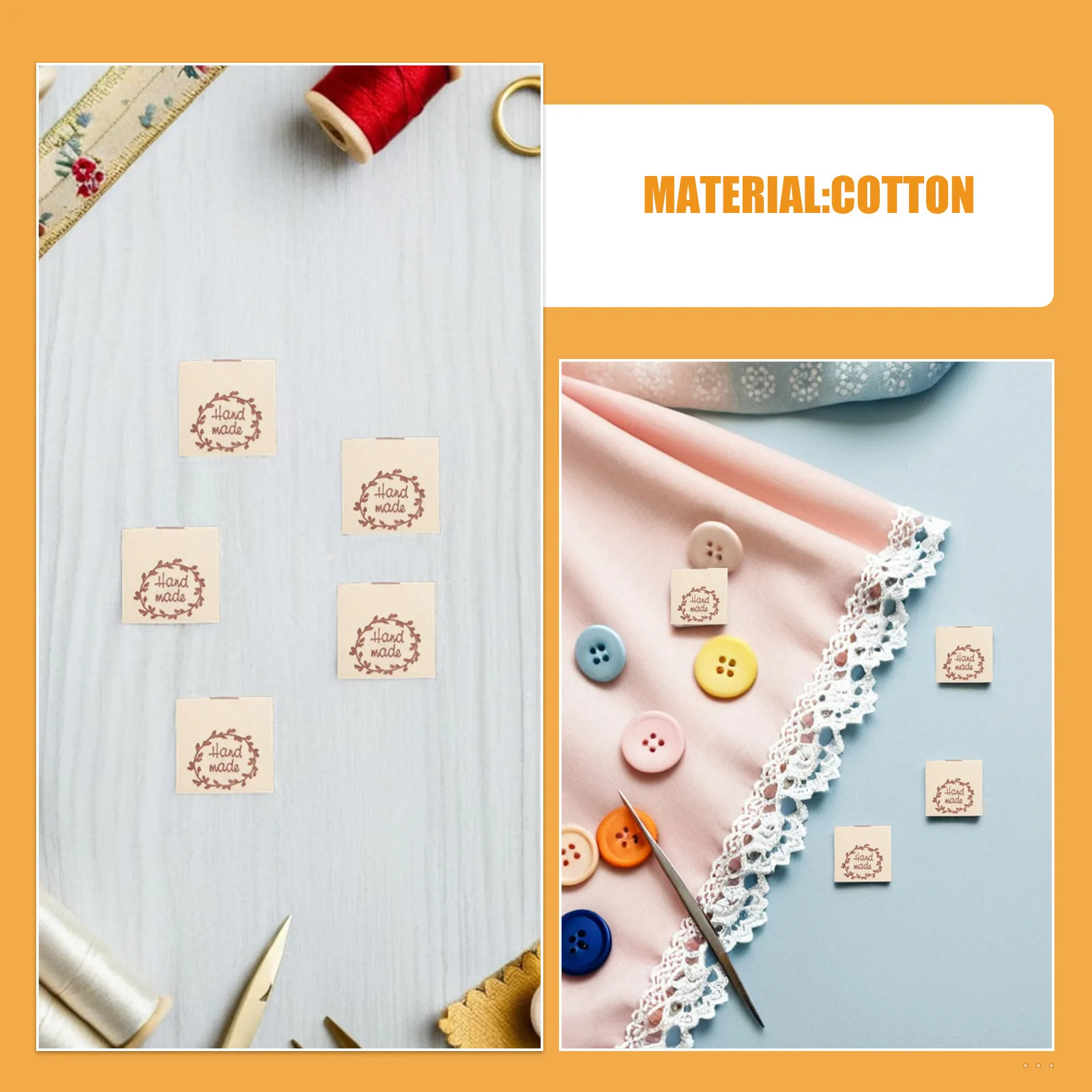 

50pcs Handmade Cotton Sewing Labels Cloth Tags For Handmade Crafts Garment Dolls Bags Embroidered Clothing Labels For Sewing Tag