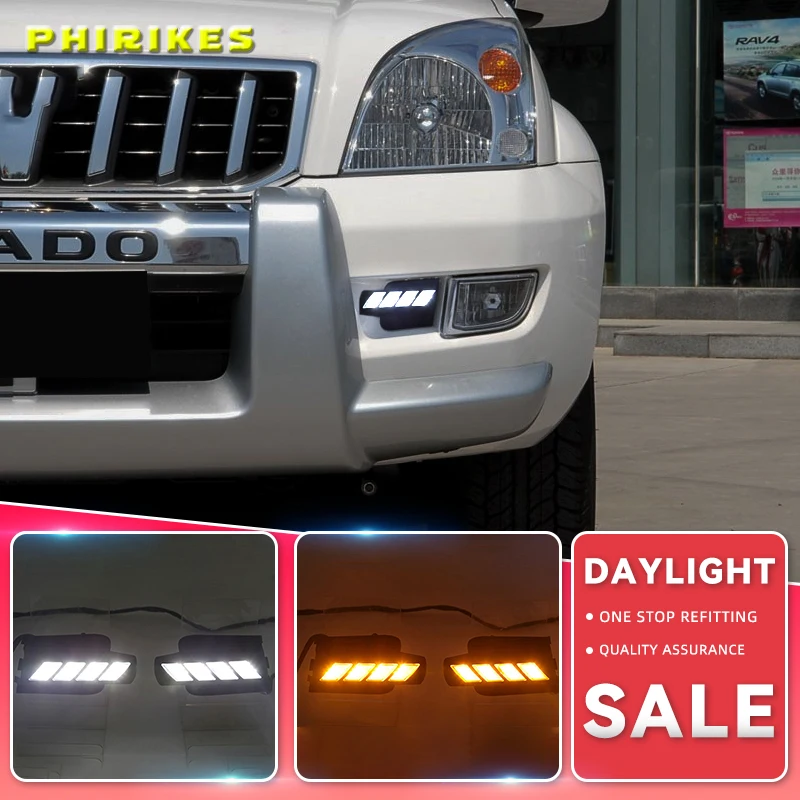 

For Toyota Prado 120 FJ120 LC200 2003 - 2009 Dimming Style Relay Waterproof ABS 12V Car LED DRL LED Daytime Running Light