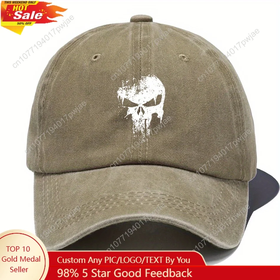 

Dark skull baseball cap, classic skull print hat