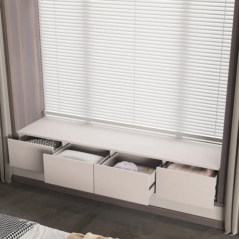 Solid wood bay window cabinet, window sill, drawer-type locker, bedroom tatami household, large-capacity storage cabinet by long