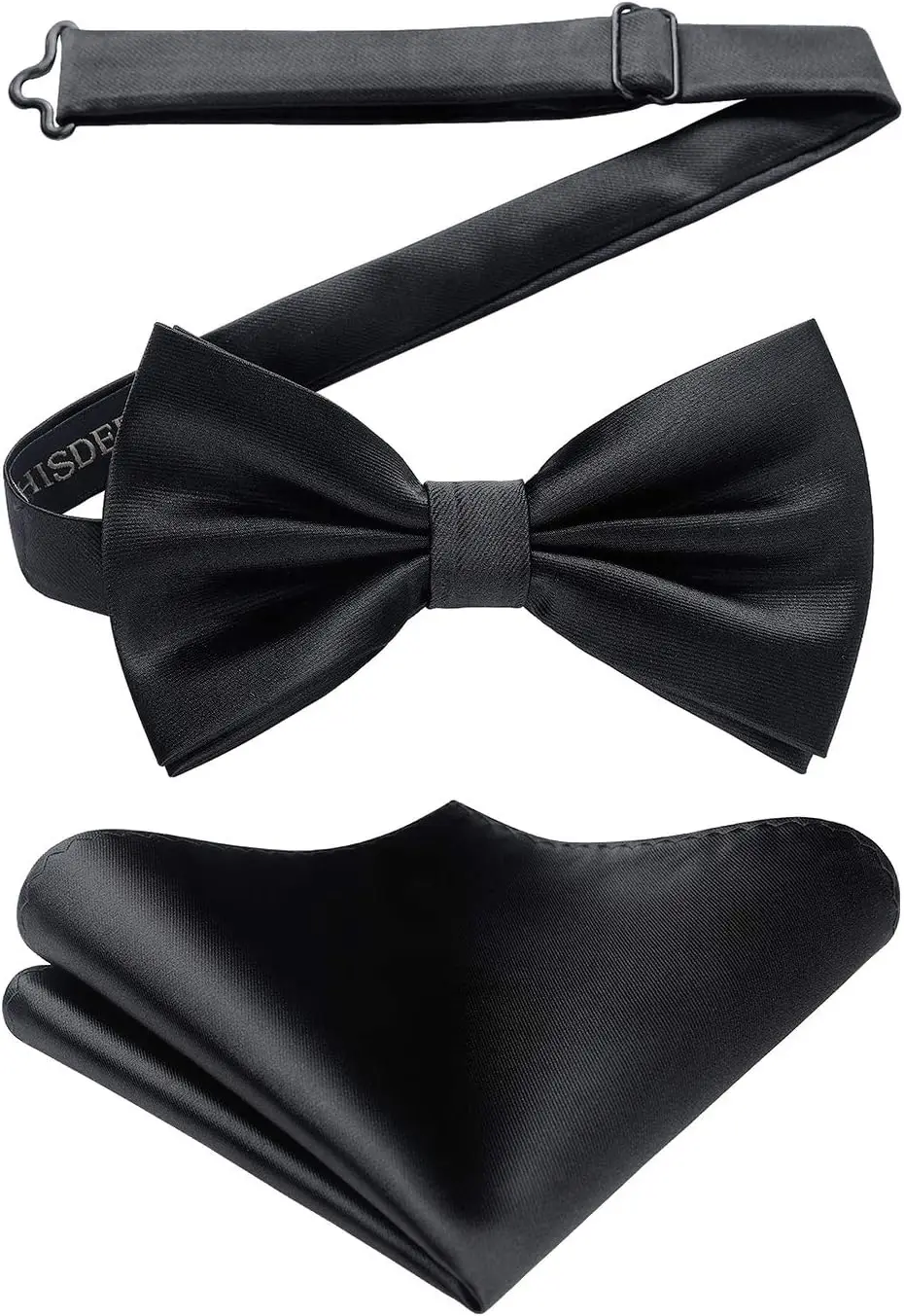 

Men's Solid Bow Tie & Pocket Square Set, Classic Formal Tuxedo Bowties for Wedding Party