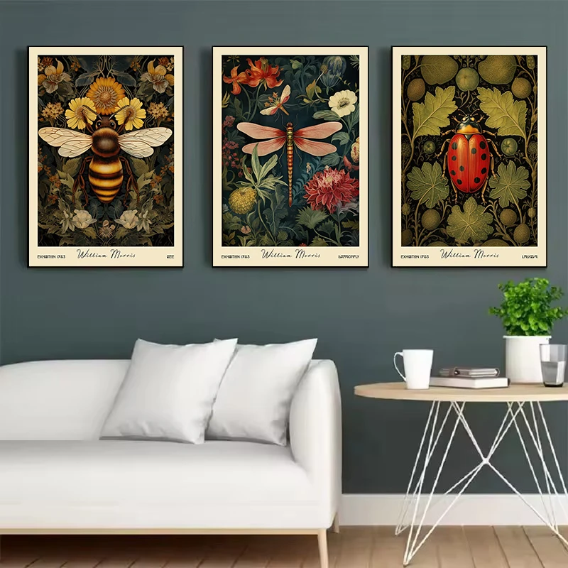 William Morris Floral Forest Fables Animal Crow Bee Falcon Exhibition Poster Printed Canvas Painting Wall Pictures Home Decor