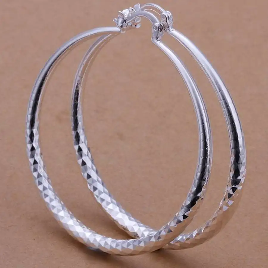 URMYLADY 925 Sterling Silver big Earring women lady 5cm circle top quality fashion wedding beautiful women Jewelry