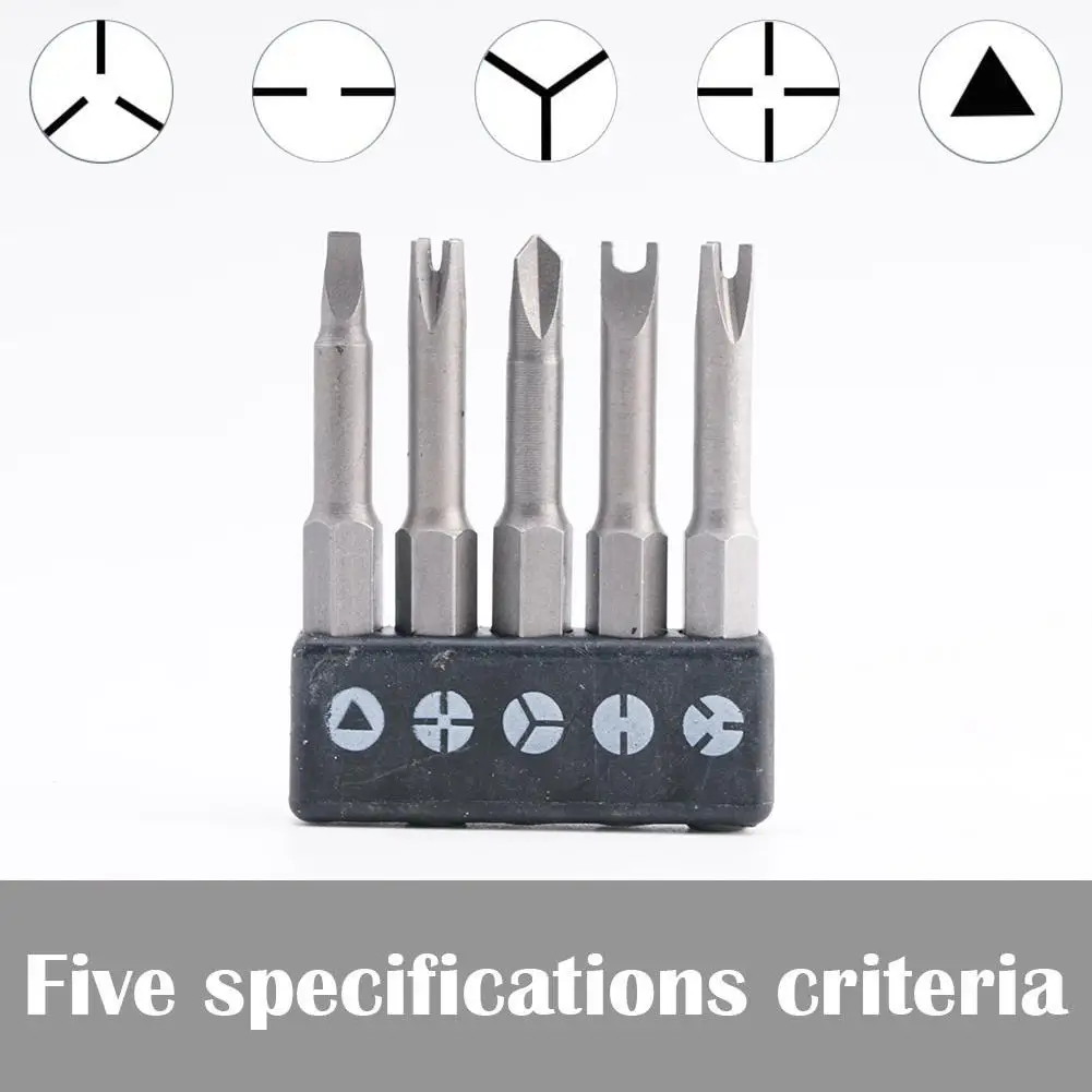 5Pcs Special-shaped Screwdriver Set 50mm U-shaped Y-Type Triangle Inner Cross Three Points Screwdriver Bit Tool