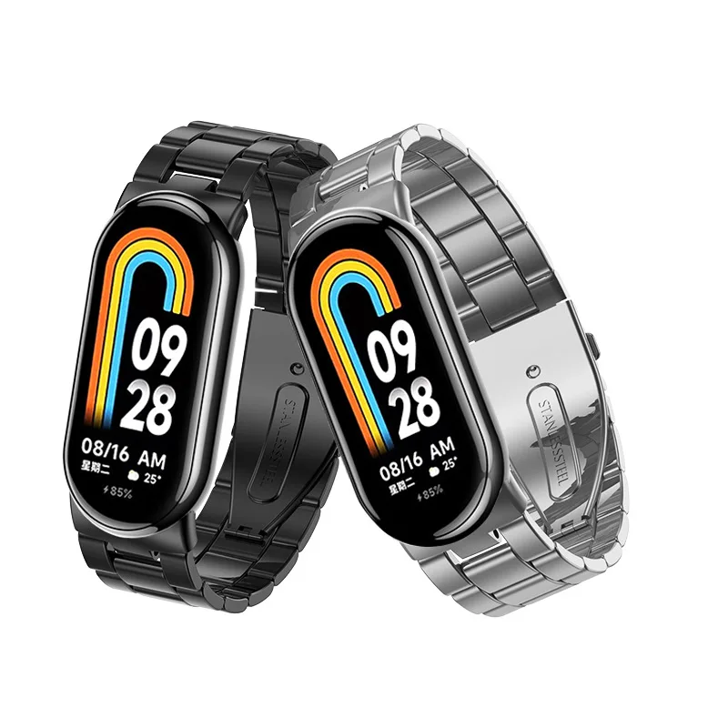 샤오미 미 밴드 9 10용 메탈 밴드, 스테인리스 스틸 슬림 비즈니스 스트랩, 샤오미 밴드 8 스포츠 팔찌 액세서리