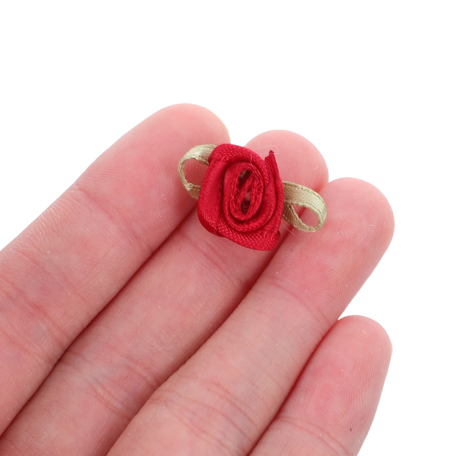 

100Pcs Mini Ribbon Roses Pre-Made Fabric Bows for DIY Craft Flower Ornaments Christmas Ornament Bows Headband Decorations