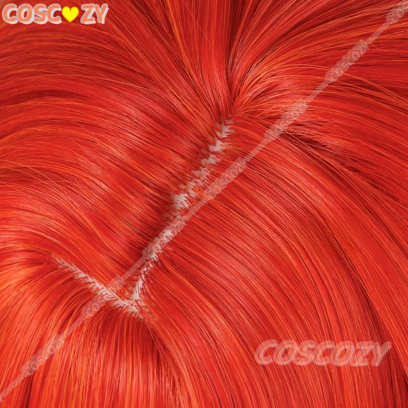 Wuthering Waves 아우가스타 코스프레 가발 레드 오렌지 화이트 긴 웨이브 머리 합성 가발 여성용 소녀용 Septimont Rinascita 할로윈