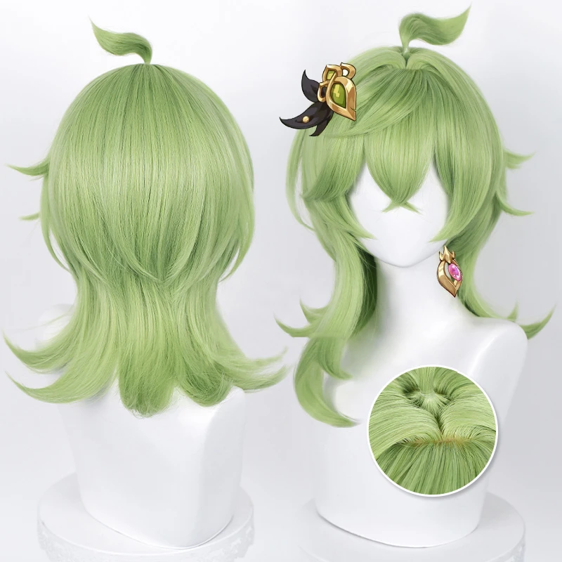 

Collei Cosplay Wig Game Genshin Impact Collei Sumeru 55cm Green Fake Scalp Top Heat Resistance Hairpiece Halloween Role Play